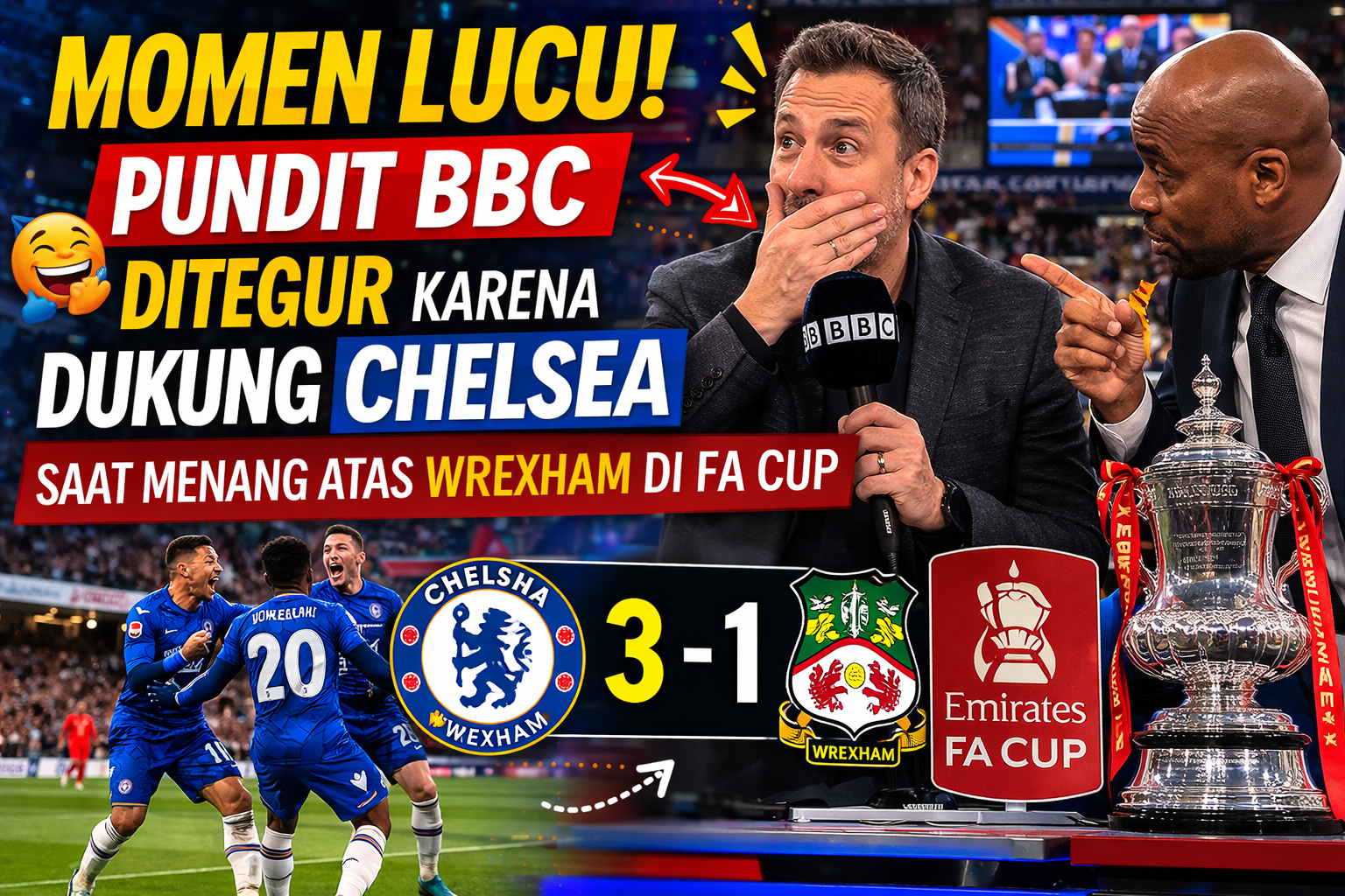 Momen Lucu: Pundit BBC Ditegur karena Dukung Chelsea saat Menang atas Wrexham di FA Cup