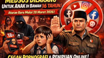 Indonesia akan melarang akses media sosial untuk anak di bawah 16 tahun — kebijakan baru mulai 28 Maret 2026 untuk lindungi anak dari konten berbahaya seperti pornografi dan penipuan