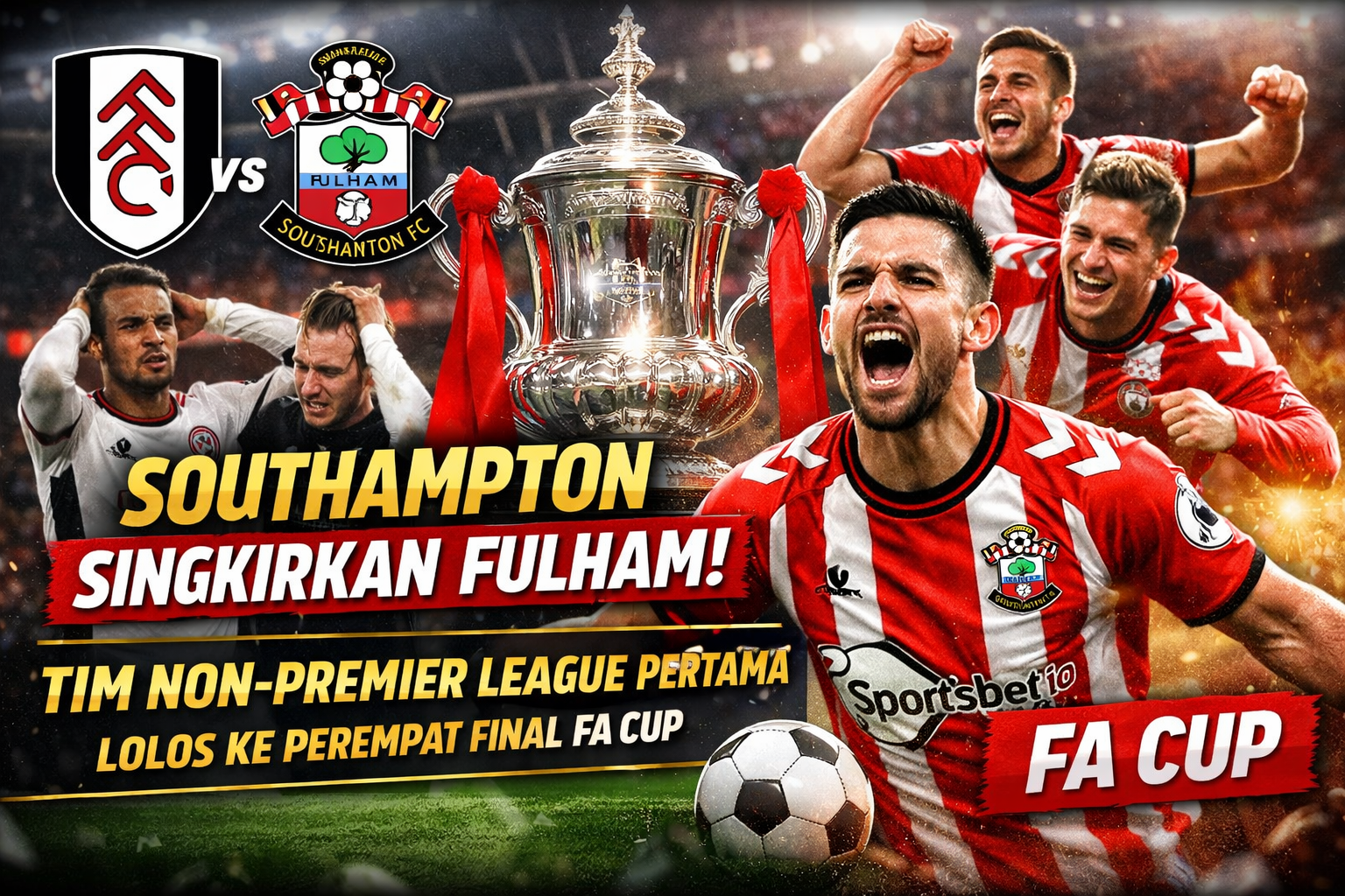 Southampton Singkirkan Fulham, Tim Non-Premier League Pertama Lolos ke Perempat Final FA Cup