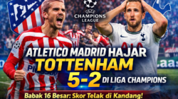 Atletico Madrid Hajar Tottenham 5‑2 di Liga Champions – Tottenham kebobolan banyak gol di kandang Atletico Madrid dalam laga babak 16 besar.